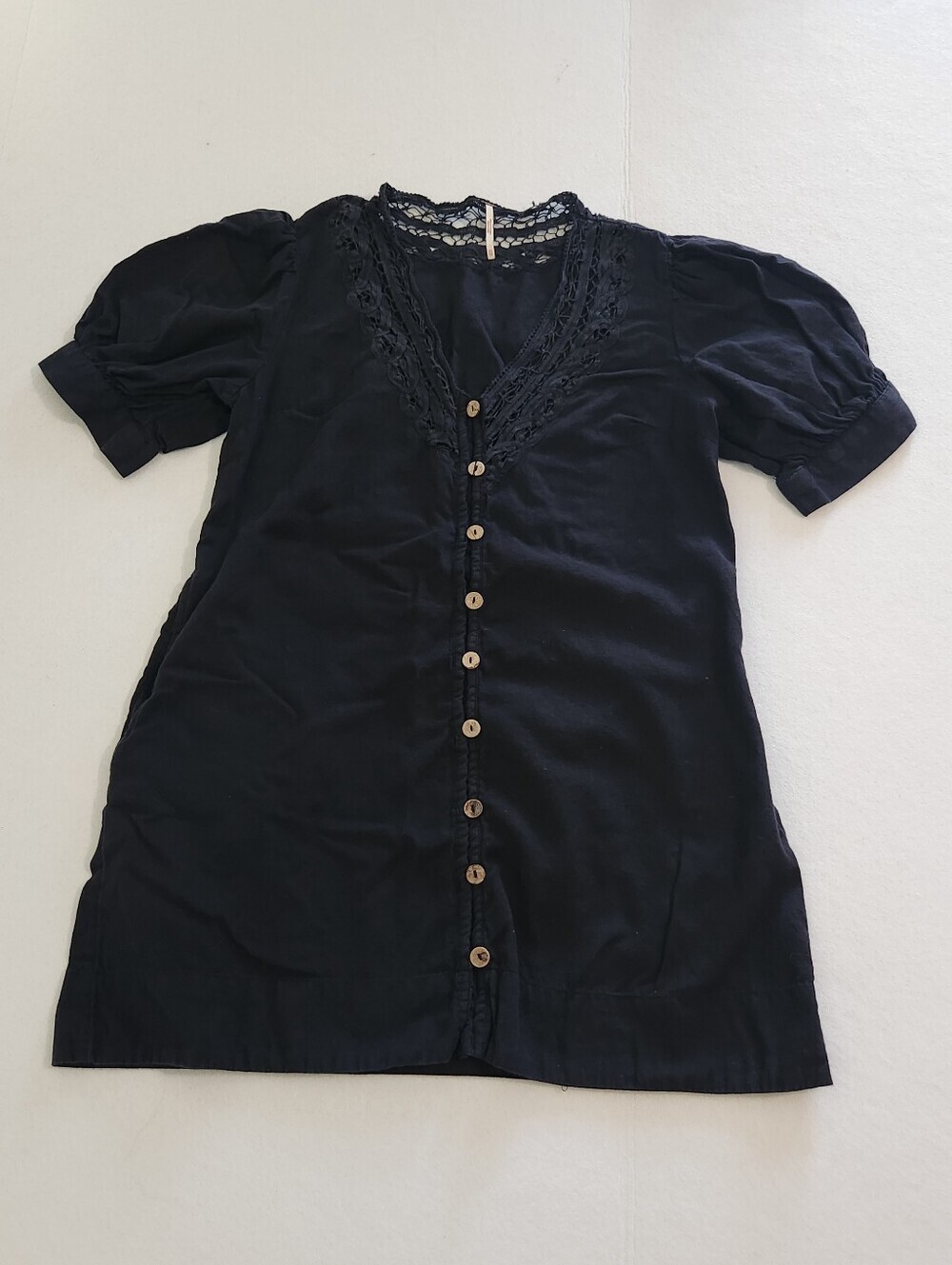 Free People Black Mini Dress with Button Front And Pockets Size Xsmall - Picture 2 of 9
